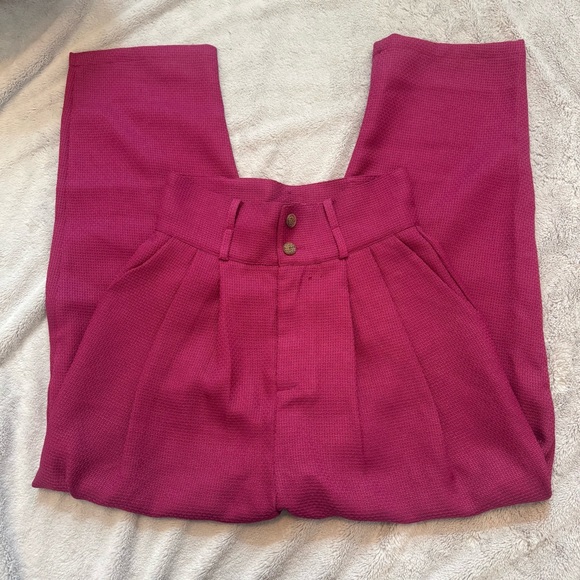 Cider Pants - Cider Pink Pleated High Waist Wide Leg Textured Trousers Pants Women’s Small‎